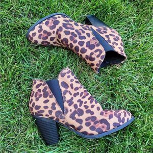 Animal Cheetah Leopard Print Heeled Ankle Booties 8